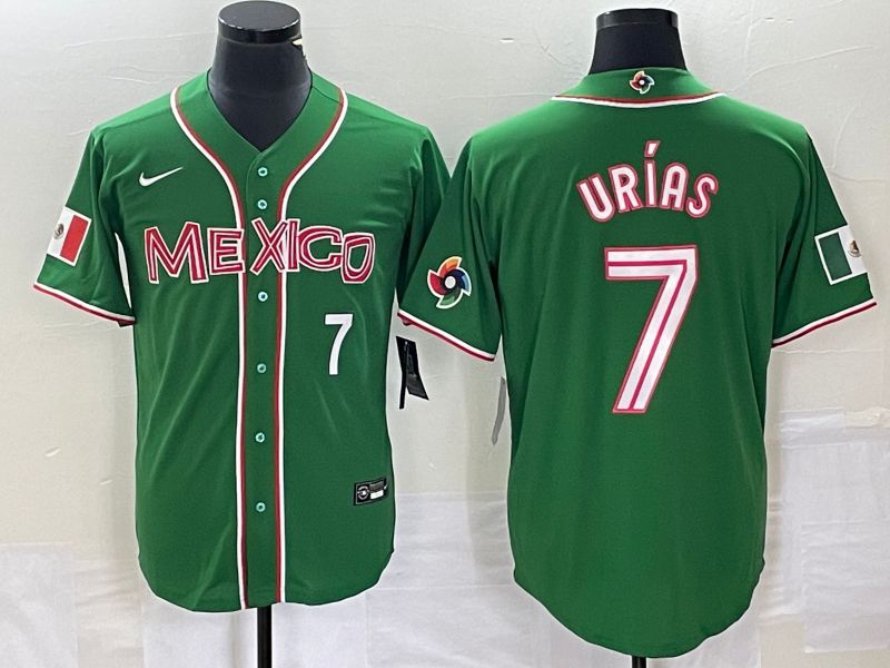 Men 2023 World Cub Mexico 7 Urias Green Nike MLB Jersey26